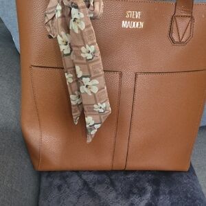 Steve Madden Tan Tote with Floral Scarf